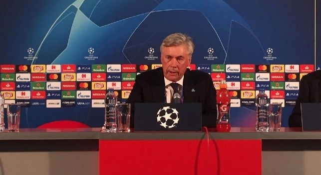 Caro Ancelotti in conferenza stampa al Marakan&agrave; (Champions League)