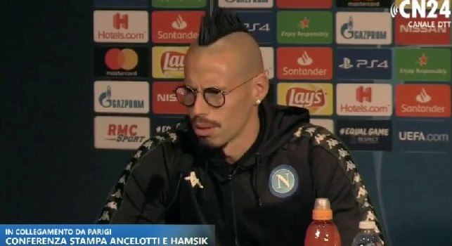 Hamsik: Siamo venuti a Parigi per giocarcela, Ancelotti ci dà fiducia. Cavani?  E' bello affrontarlo, in tre anni di Napoli...