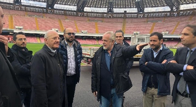 De Laurentiis e De Luca presenti al sopralluogo per i lavori al San Paolo [FOTO]