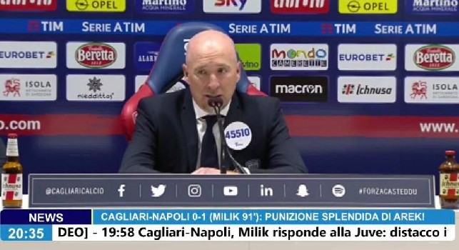 Cagliari, Maran insiste in conferenza: Punizione dubbia, dispiace perdere così! Dopo il gol non s'è più giocato... [VIDEO]