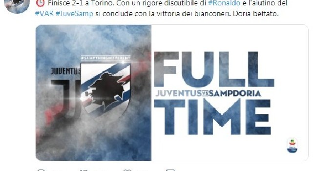 La Sampdoria non ci sta: Rigore dubbio su Ronaldo e aiutino del Var per la Juve! Doria beffato