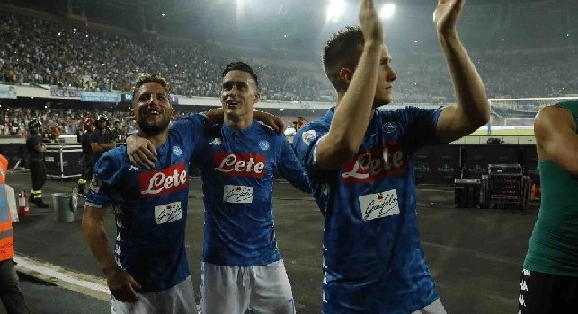 Dries Mertens, Jos&egrave; Maria Callejon e Piotr Zielinski in Napoli-Milan