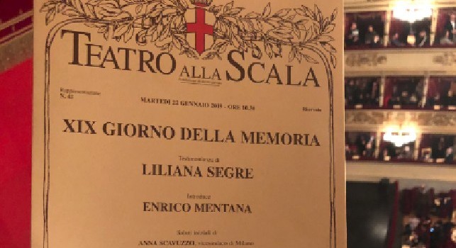 Il Napoli al teatro <i>Alla Scala</i>, toccante testimonianza di una donna sopravvissuta all'olocausto [FOTO]