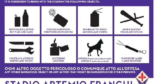 Fiorentina-Napoli, comunicato ufficiale: Parcheggio riservato ai tifosi azzurri al Franchi, definito l'elenco di oggetti che non entreranno allo stadio