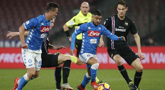 RILEGGI DIRETTA - Napoli-Sampdoria 3-0 (25' Milik, 26' Insigne, 89' rig. Verdi): vittoria meritata degli azzurri, che risposta!