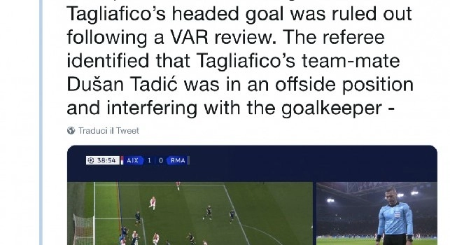 Trasparenza in Champions, l'UEFA spiega ufficialmente la decisione presa al VAR durante Ajax-Real Madrid [FOTO]