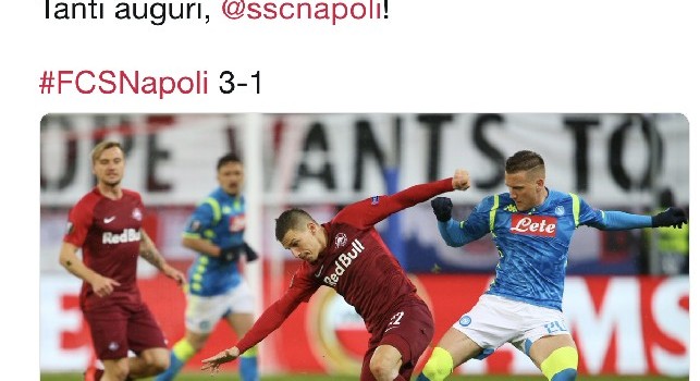 Che sportività dal Salisburgo, arriva l'in bocca al lupo al Napoli: Auguri per l'Europa League [FOTO]