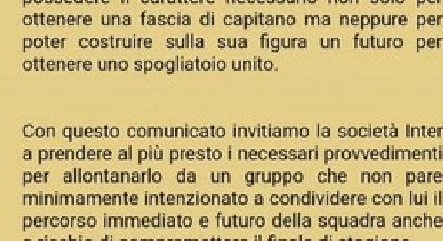 Inter, duro comunicato della Curva Nord: Icardi vattene! Comportamento non più tollerabile [FOTO]