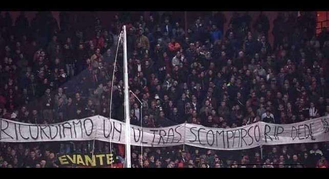 Striscione degli ultras del Genoa in ricordo di Daniele Belardinelli