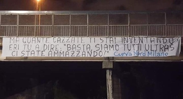 Gli ultras dell'Inter rispondono ai napoletani: Ma quante caz**** stai inventando? Eri tu a dire 'Basta, ci state ammazzando'  [FOTO]