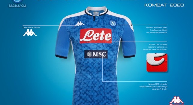 Nuova maglia Napoli 2019/2020: Msc Crociere torna sponsor <i>centrale</i>