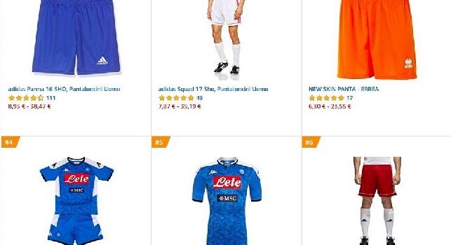 Nuova maglia SSC Napoli, boom di vendite su Amazon: occupate già 3 posizioni nella top 10 'calcio' ed è nella top 100 sport [FOTO]