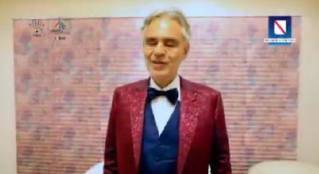 Cerimonia d'apertura Universiadi, il messaggio di Bocelli: Un onore partecipare, amo Napoli per mille motivi [VIDEO]