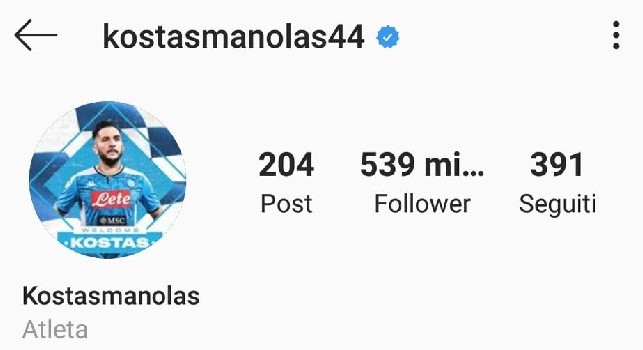 Manolas pronto ad iniziare la sua nuova avventura con il Napoli, il difensore cambia immagine su Instagram [FOTO]