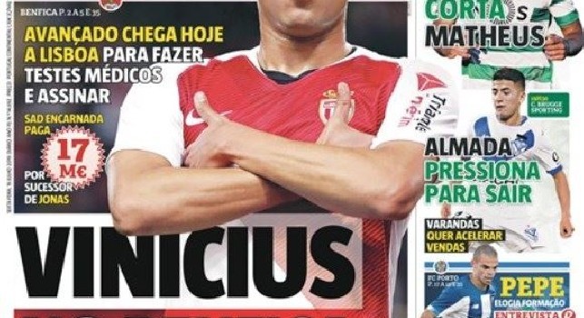 Prima pagina Record: Vinicius al Benfica, l'erede di Jonas pagato 17 milioni
