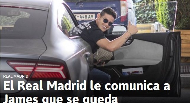 ULTIM'ORA - AS: Il Real Madrid ha comunicato a James Rodriguez che resta, è fuori mercato! Decisione Florentino contro il parere di Zidane