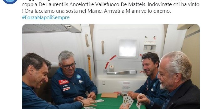 Quiz social della SSC Napoli: Chi avrà vinto a tressette tra la coppia ADL-Ancelotti e Vallefuoco-De Matteis? [FOTO]