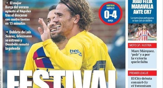 Barcellona a valanga sul Napoli, Mundo Deportivo titola: Festival [FOTO]