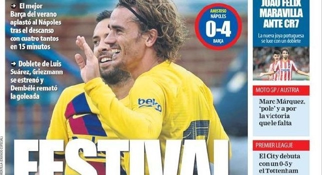 Barcellona a valanga sul Napoli, Mundo Deportivo titola: Festival [FOTO]