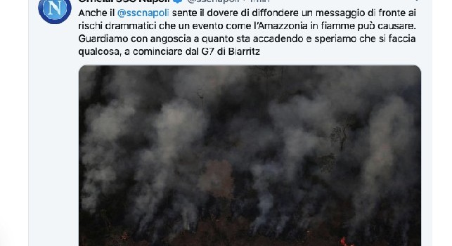 Dramma Amazzonia, la SSC Napoli: Sentiamo il dovere di diffondere il messaggio, che angoscia! [FOTO]