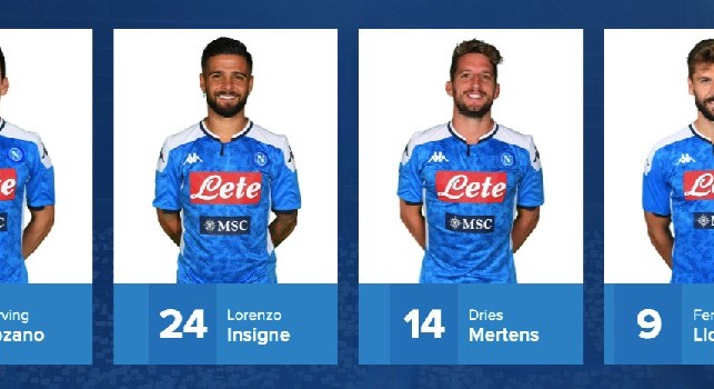 La SSC Napoli pubblica l'intera squadra sul sito: ecco Llorente, Lozano e i nuovi acquisti in posa [FOTO]