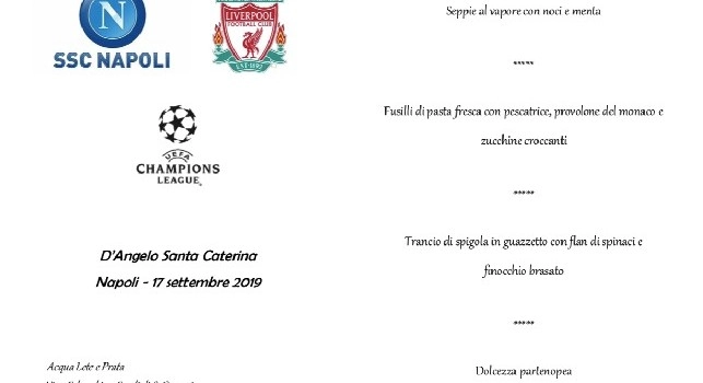 Pranzo UEFA da D'Angelo Santa Caterina, in anteprima il menu del banchetto fra Napoli e Liverpool [FOTO CN24]