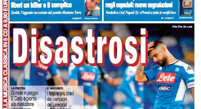 Prima pagina il Roma: Disastrosi [FOTO]