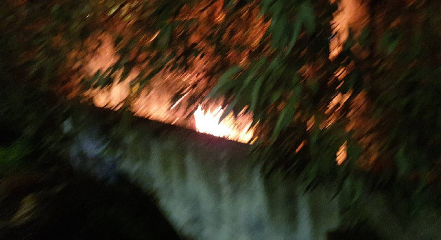 Fiamme all'esterno dello stadio San Paolo: prendono fuoco alcune sterpaglie [FOTO & VIDEO CN24]