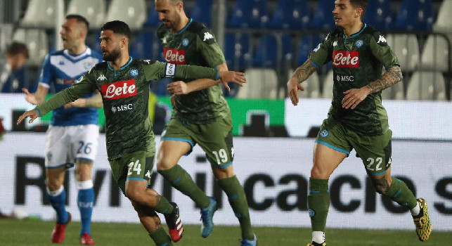 Dal pugno sul cuore di Insigne allo sguardo fisso di Gattuso: le emozioni di Brescia-Napoli 1-2 [FOTOGALLERY CN24]