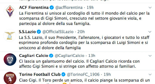 Forgione: Un po' tutta la Serie A ha salutato Simoni dai social ufficiali, tranne Roma e Juve. Signori si nasce...