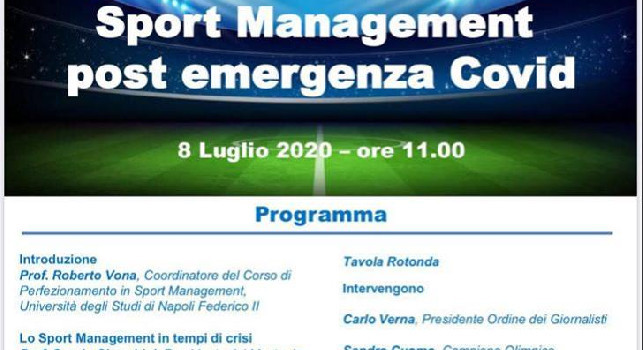 Sport management post emergenza Covid, l'head of operations della SSC Napoli tra i docenti del corso