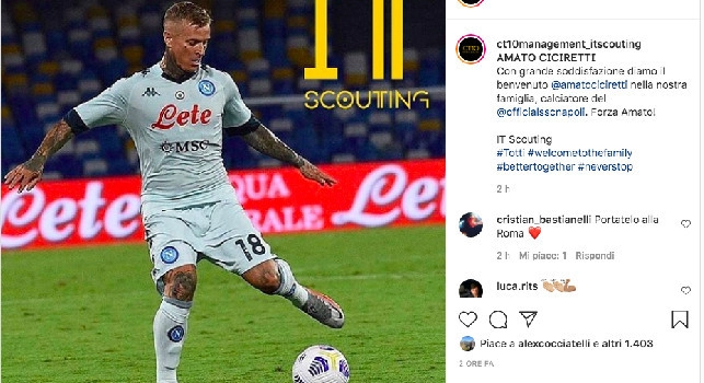 Napoli, Ciciretti cambia agente ed entra a far parte della scuderia di Totti: Con l’augurio che ci siano successi per entrambi [FOTO]