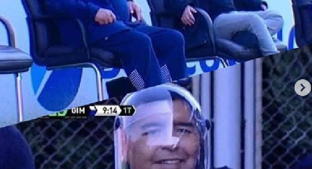Maradona a bordo campo con visiera, sui social spunta il collage con Buzz LightYear di Toy Story [FOTO]