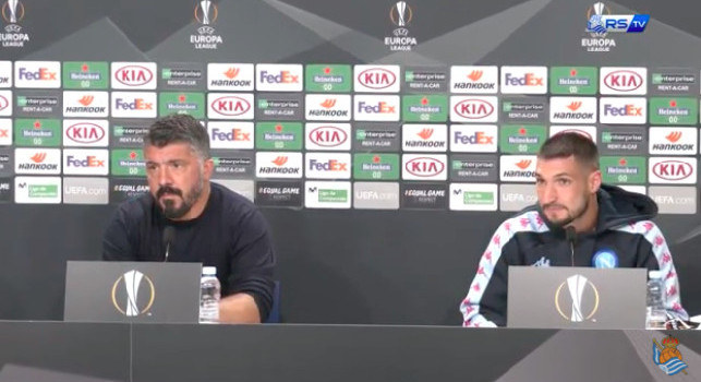 Gennaro Gattuso in conferenza stampa al termine di Real Sociedad-Napoli
