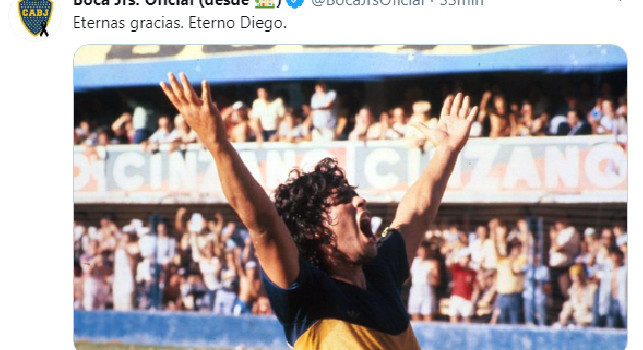 Il Boca Juniors saluta Maradona: Un grazie eterno, eterno Diego [FOTO]