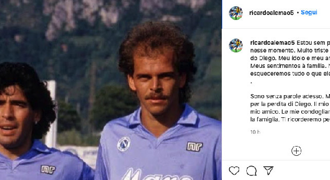 Maradona Day, Alemao: Sono senza parole, ma molto triste. Eri mio amico e idolo, ti ricorderemo per sempre