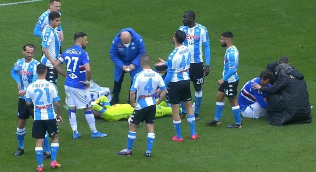 Sampdoria-Napoli, scontro durissimo Gabbiadini-Ospina [FOTO]