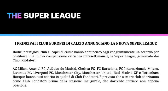UFFICIALE - La Superlega diventa realtà: 12 club, ci sono Juventus, Milan e Inter! Definito anche il regolamento, 5 club invitati ogni anno
