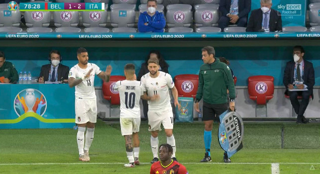 Belgio-Italia 1-2, Berardi prende il posto di Insigne al 78'. Spinazzola esce in barella per un grave infortunio