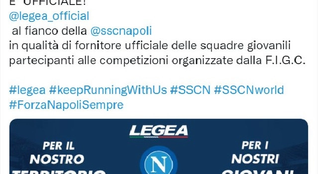 UFFICIALE - Legea fornitore delle squadre giovanili SSC Napoli [FOTO]