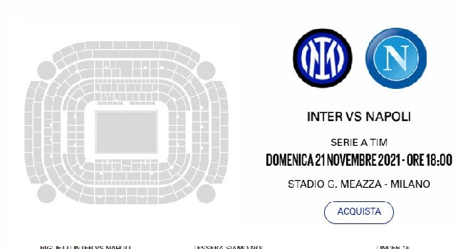 Biglietti Inter Napoli 21 novembre 2021