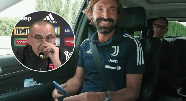 Serie Juve, battuta choc di Pirlo su Sarri: Nemmeno le dita nel naso... [VIDEO]