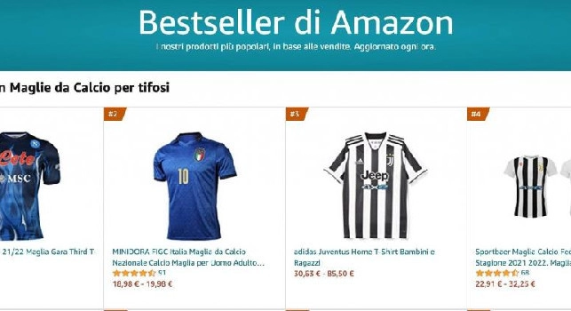 Amazon, boom di vendite per la nuova maglia del Napoli: è la più venduta! [FOTO]