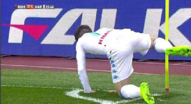 Roma-Napoli, gol Mertens