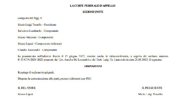 UFFICIALE - La FIGC respinge il ricorso di De Laurentiis, dovrà vendere uno tra Napoli o Bari