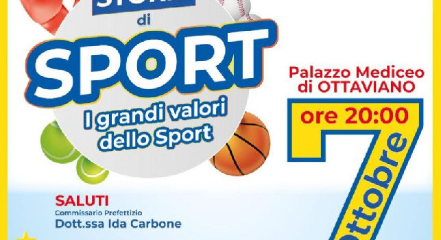 Ad Ottaviano 'Storie di sport - i grandi valori dello sport': i dettagli e gli ospiti