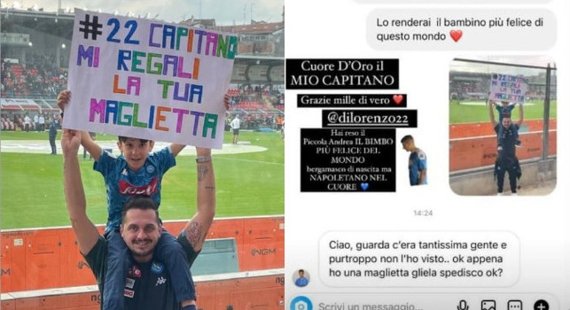 Di Lorenzo esaudisce il sogno del piccolo Andrea, nato a Bergamo e tifoso del Napoli! | FOTO