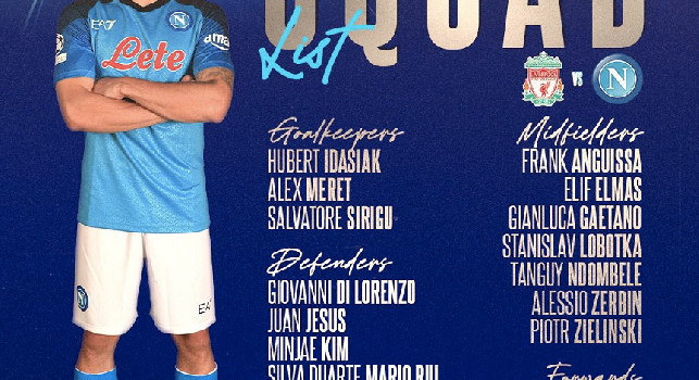 Champions League, convocati Liverpool-Napoli: Sirigu rientra in lista! In 23 ad Anfield