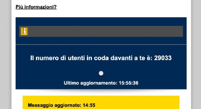 Biglietti Napoli-Milan a ruba, circa 30mila utenti in coda per l'acquisto di un tagliando