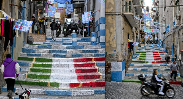 ANSA - Vicoli e scale tinte d'azzurro, Napoli si prepara per lo scudetto | FOTOGALLERY